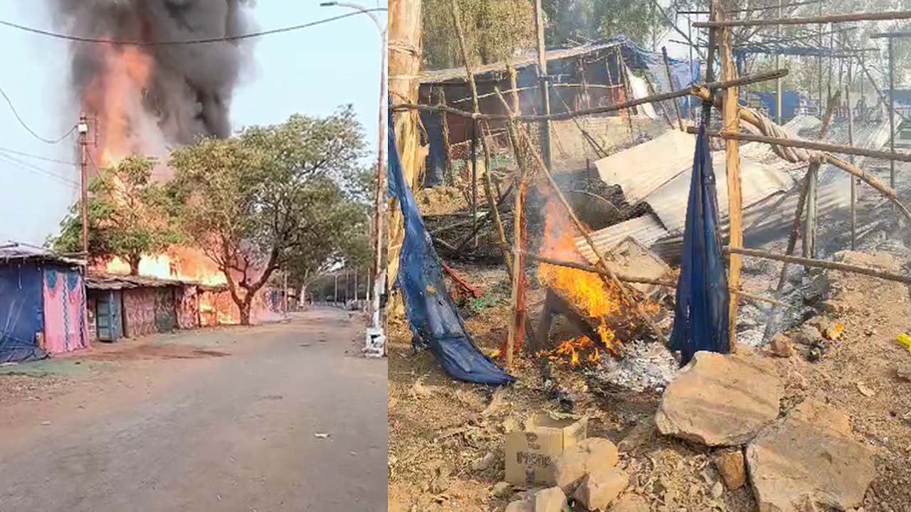 गिरौधपुरी धाम में लगी भीषण आग: 16 दुकानें जलकर, लाखों का हुआ नुकसान